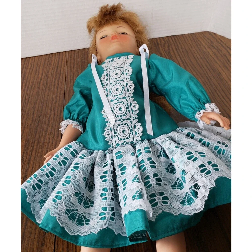 Blonde Haired Blue Eyed Girl in Blue Outfit 17 Inch Doll